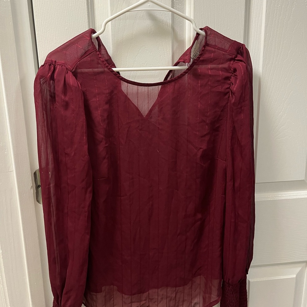 A New Day Red Puff Sleeve Blouse